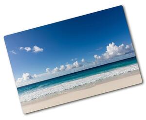 Kuchyňská deska skleněná Pláž Seychely pl-ko-80x52-f-116222008