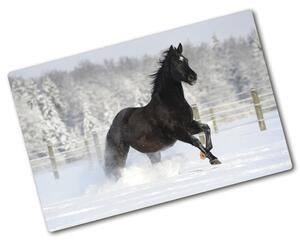 Kuchyňská deska skleněná Kůň ve cvalu sníh pl-ko-80x52-f-118892522