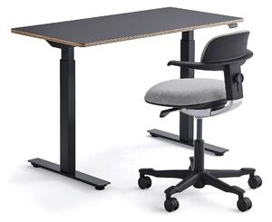 AJ Produkty Nábytková sestava NOVUS + NEWBURY, 1 stůl a 1 kancelářská židle, černá/šedá