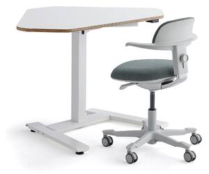 AJ Produkty Nábytková sestava NOVUS + NEWBURY, 1 rohový stůl a 1 kancelářská židle, bílá/zelená
