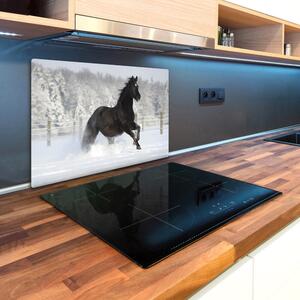 Kuchyňská deska skleněná Kůň ve cvalu sníh pl-ko-80x52-f-118892522
