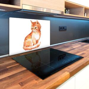 Kuchyňská deska skleněná Červená kočka pl-ko-80x52-f-120895228