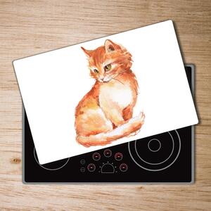 Kuchyňská deska skleněná Červená kočka pl-ko-80x52-f-120895228