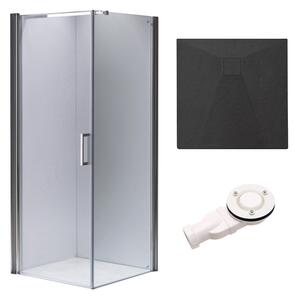 BPS-koupelny Čtvercový sprchový kout HYD-SK1190B 90x90 chrom/transparent + vanička HYD-SSV-RIKO černá