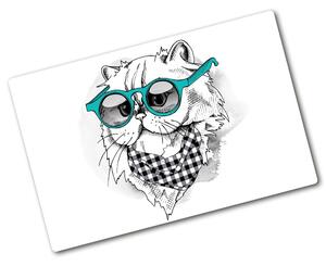 Kuchyňská deska skleněná Kočka v brýlích pl-ko-80x52-f-121703839