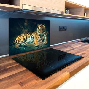 Kuchyňská deska skleněná Tygr v jeskyni pl-ko-80x52-f-121530926