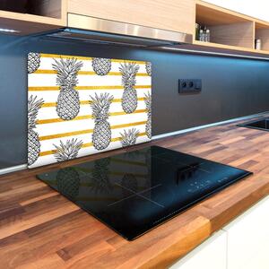 Kuchyňská deska velká skleněná Ananasy pásky pl-ko-80x52-f-121929698