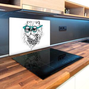 Kuchyňská deska skleněná Kočka v brýlích pl-ko-80x52-f-121703839