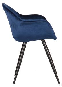 LABEL51 Modrá sametová jídelní židle Slifro