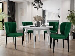 Oválný rozkládací stůl se 4 židlemi ST106 08, barva: černá, Barva stolu: bíly lesk, Potah: Magic Velvet 2216 Mirjan24 5903211307454