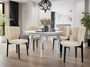 Oválný rozkládací stůl se 4 židlemi ST106 08, barva: černá, Barva stolu: bíly lesk, Potah: Magic Velvet 2250 Mirjan24 5903211307492