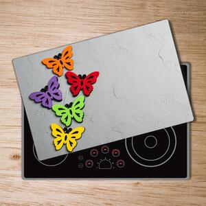 Kuchyňská deska skleněná Barevní motýli pl-ko-80x52-f-128188702
