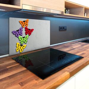 Kuchyňská deska skleněná Barevní motýli pl-ko-80x52-f-128188702