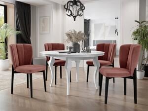 Oválný rozkládací stůl se 4 židlemi ST106 08, barva: černá, Barva stolu: bíly lesk, Potah: Magic Velvet 2258 Mirjan24 5903211307508