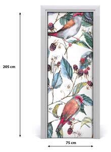Samolepící fototapeta na dveře Ptáci a ostružiny 75x205 cm