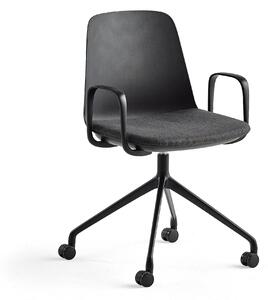 AJ Produkty Židle LANGFORD, kolečková, černá/antracitově šedá