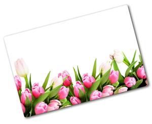 Deska na krájení skleněná Růžové tulipány pl-ko-80x52-f-138798865