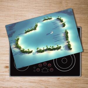 Kuchyňská deska skleněná Ostrovy tvar srdce pl-ko-80x52-f-14973278