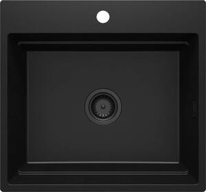 Deante Magnetic, 1-komorový granitový dřez 560x520x220mm, černá matná, DEA-ZRM_N10A