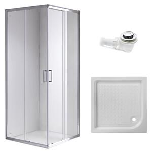 BPS-koupelny Čtvercový sprchový kout HYD-SK93B 90x90 chrom/transparent + vanička HYD-SSV-SXL02B bílá