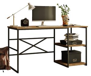 Industriální psací stůl VEGY 25, borovice/černý kov