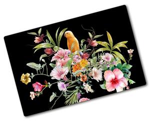 Kuchyňská deska skleněná Květiny a ptáci pl-ko-80x52-f-172830209