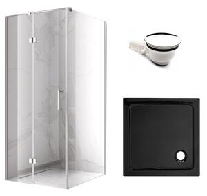 BPS-koupelny Čtvercový sprchový kout HYD-SK01B 80x80 chrom/transparent + vanička HYD-SSV-ST02A černá