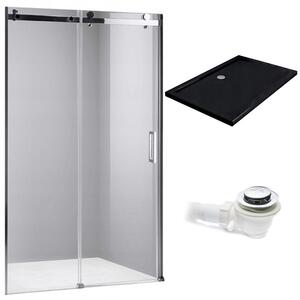 BPS-koupelny Posuvné sprchové dveře HYD-PD03D 120 chrom/transparent pro instalaci do niky + vanička HYD-OSV-ST03C 120x80 bílá