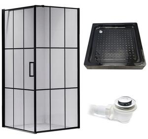 BPS-koupelny Čtvercový sprchový kout HYD-SK13A 80x80 černá/transparent + vanička HYD-SSV-SXL02A černá