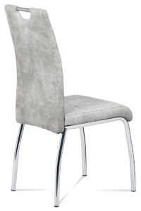Autronic jídelní židle, látka stříbrná COWBOY / chrom, HC-486 SIL3