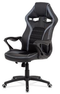 Kancelářská židle, KA-G406 GREY černá ekokůže + šedá MESH, houpací mech