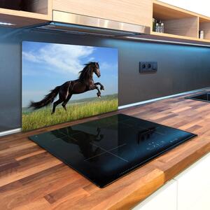 Kuchyňská deska skleněná Černý kůň na louce pl-ko-80x52-f-26473191