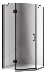 BPS-koupelny Pětiúhelníkový sprchový kout HYD-PK10A 80x80 černá/transparent - bez vaničky