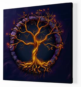 Obraz na plátně - Strom života Zlatá energie FeelHappy.cz Velikost obrazu: 80 x 80 cm
