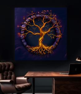 Obraz na plátně - Strom života Zlatá energie FeelHappy.cz Velikost obrazu: 40 x 40 cm