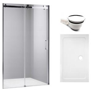 BPS-koupelny Posuvné sprchové dveře HYD-PD03C 110 chrom/transparent pro instalaci do niky + vanička HYD-OSV-ST04B 100x90 bílá
