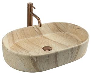 Keramické umyvadlo na desku REA NADIA 60 SAHARA 61x38,5 cm, béžový mramor