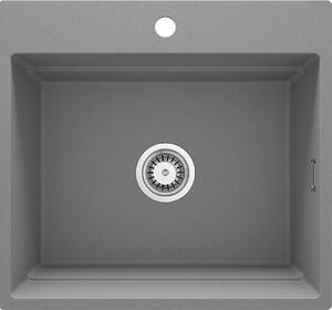 Deante Magnetic, 1-komorový granitový dřez 560x520x220mm, šedá metalíza, DEA-ZRM_S10A