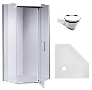 BPS-koupelny Pětiúhelníkový sprchový kout HYD-PK91A 80x80 chrom/transparent + vanička HYD-PSV-ST07A bílá