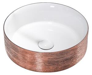 BPS-koupelny Keramické umyvadlo na desku HYD-LA-P-GL-360 36x36 cm, bílé/růžové zlato