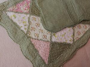 Povlak na polštář provence zelený s růžovou 45x45cm