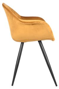 Okrově žlutá sametová jídelní židle Slifro