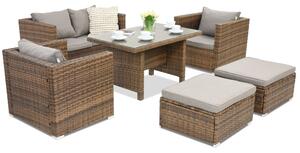 Technorattanový zahradní nábytek Roma Apetito 4 + 2 pufy Garden Point hnědý
