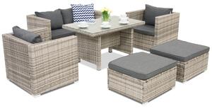 Technorattanový zahradní nábytek Roma Apetito 4 + 2 pufy Garden Point šedá