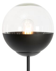 Retro stojací lampa černá s čirým sklem - Eclipse