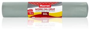 Šedé pytle na stavební odpad Master 80l 5ks - 100 mikronů