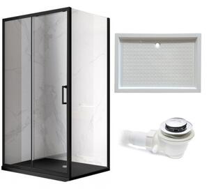 BPS-koupelny Obdélníkový sprchový kout HYD-OK103 90x80 černá/transparent + vanička HYD-OSV-SXL03B bílá