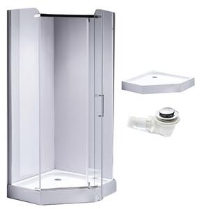 BPS-koupelny Pětiúhelníkový sprchový kout HYD-PK91A 80x80 chrom/transparent + vanička HYD-PSV-SXL07A bílá