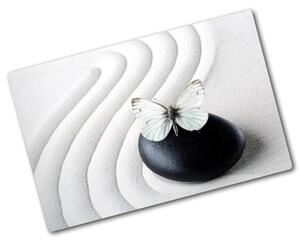 Kuchyňská deska skleněná Kámen zen a motýl pl-ko-80x52-f-62915953