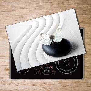 Kuchyňská deska skleněná Kámen zen a motýl pl-ko-80x52-f-62915953